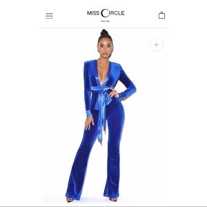 Royal Blue Velvet Jumpsuit